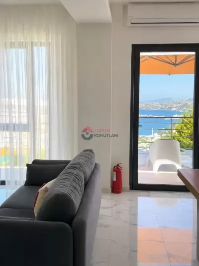 Muğla Bodrum Deniz Manzaralı - Sıfır Eşyalı - Bahçe Katı Günlük Kiralık Lüks Daire